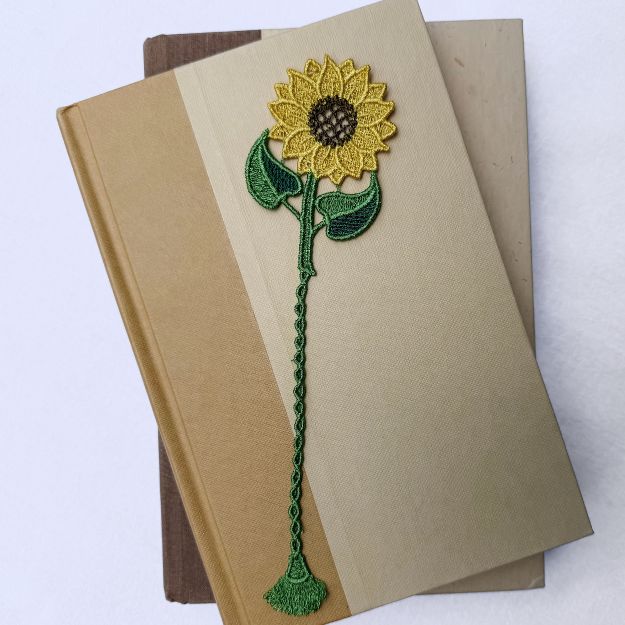 Sunflower Embroidered Free Standing Lace Floral Bookmark