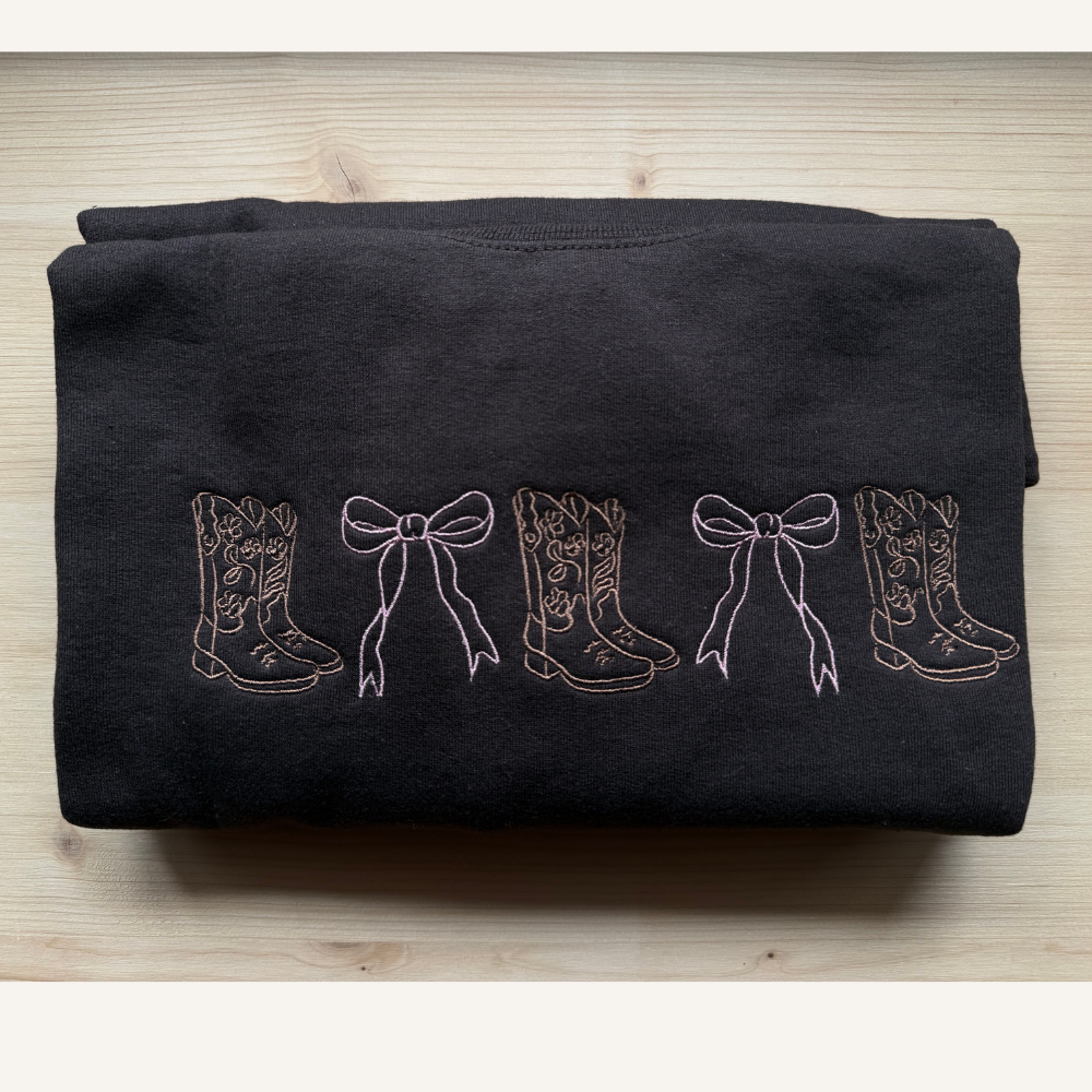 Boots and Bows Embroidered Sweatshirt