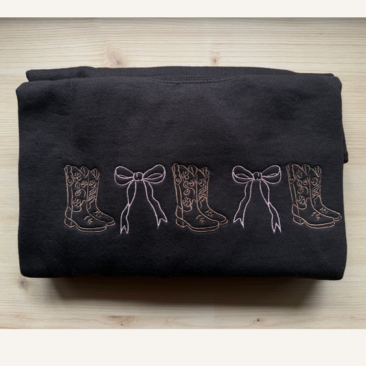 Boots and Bows Embroidered Sweatshirt