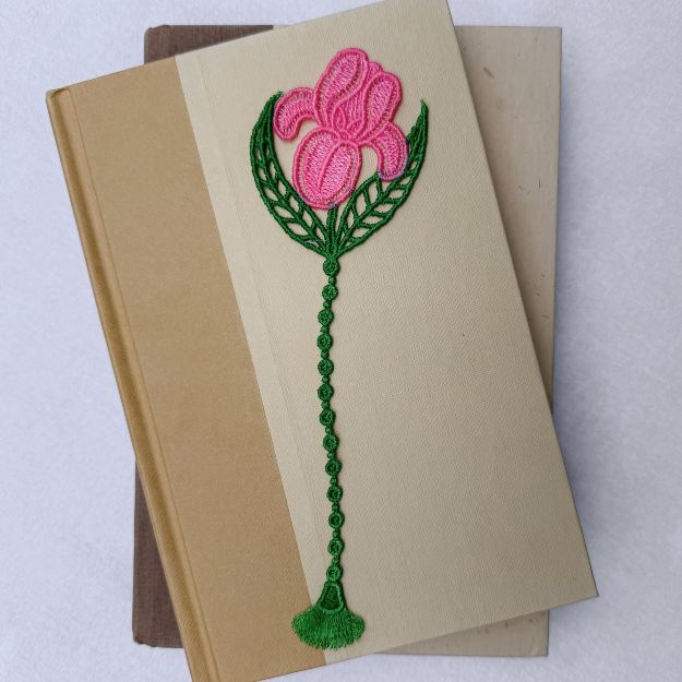 Iris Embroidered Free Standing Lace Floral Bookmark