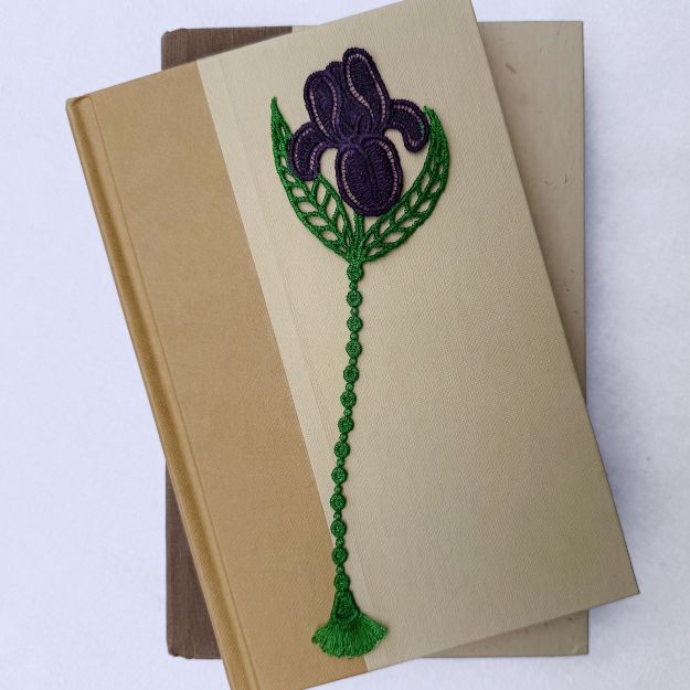 Iris Embroidered Free Standing Lace Floral Bookmark