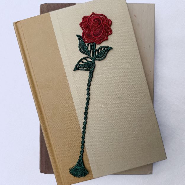 Rose Embroidered Free Standing Lace Floral Bookmark