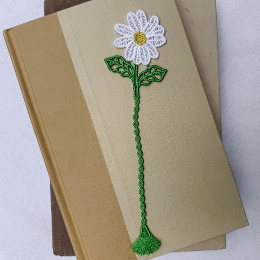 Daisy Embroidered Free Standing Lace Floral Bookmark
