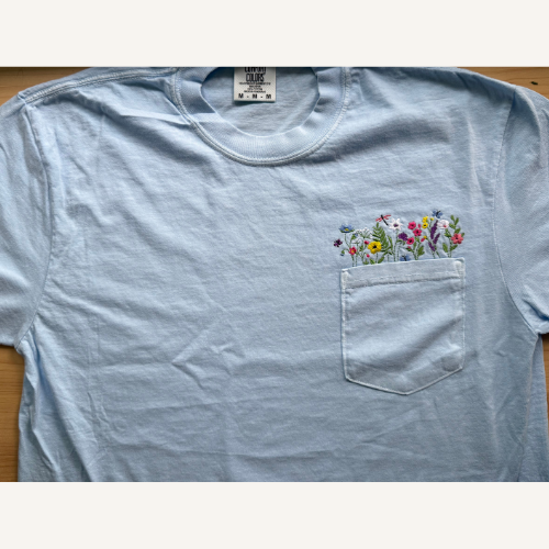Multi Floral Colorful Pocket Bouquet Comfort Colors Tshirt