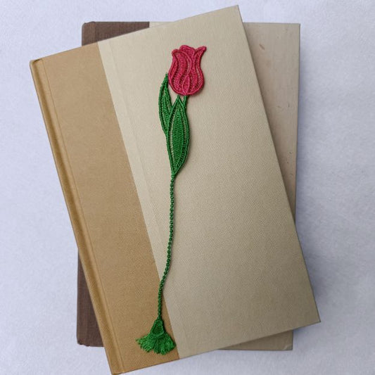 Tulip Embroidered Free Standing Lace Floral Bookmark