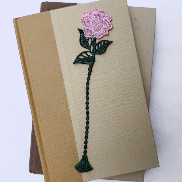 Rose Embroidered Free Standing Lace Floral Bookmark