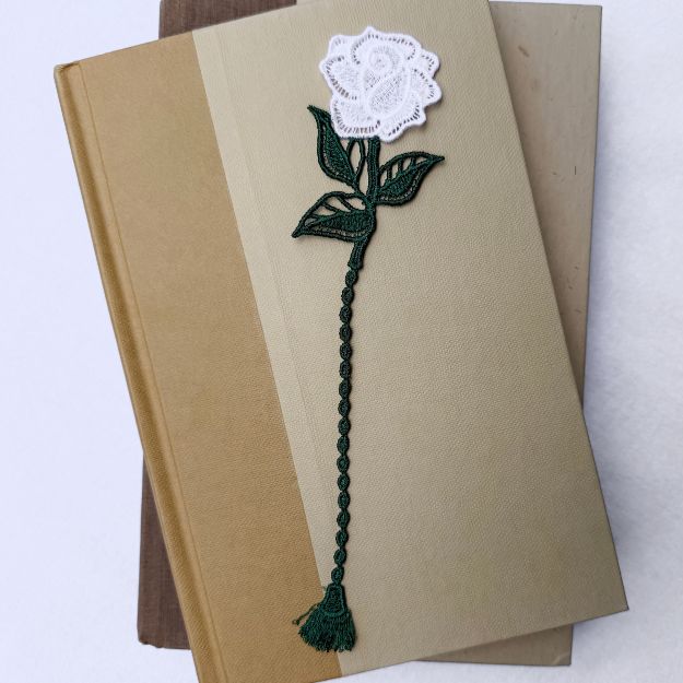 Rose Embroidered Free Standing Lace Floral Bookmark
