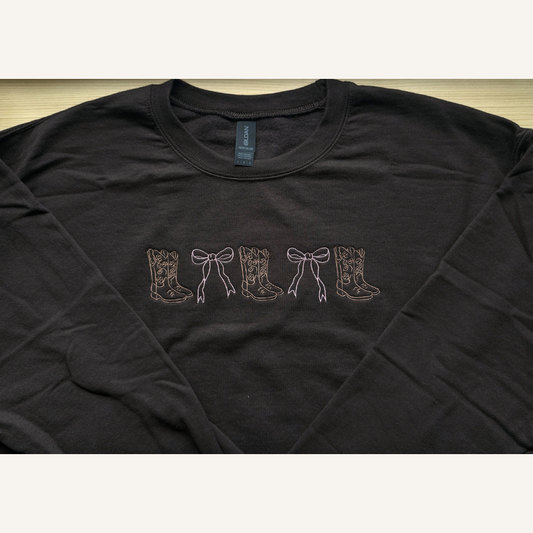 Boots and Bows Embroidered Sweatshirt